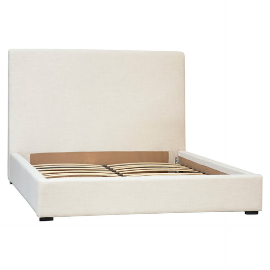 Colton Serene White Linen Upholstered Panel Platform Bed - Urban Ashram