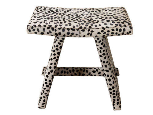 Ansel Spotted Hair-on-Hide Saddle Stool – side view