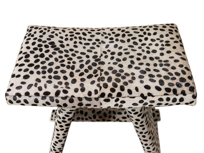 Ansel Spotted Hair-on-Hide Saddle Stool – angled view