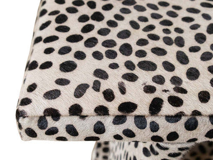 Ansel Spotted Hair-on-Hide Saddle Stool – detail close-up
