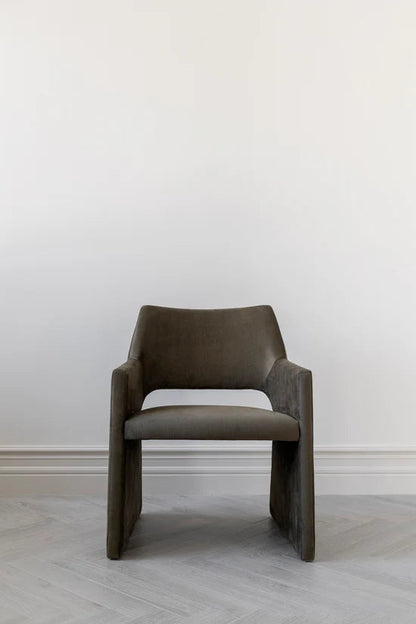 Lina Modern Velvet Armchair in Sandstone – detail close-up
