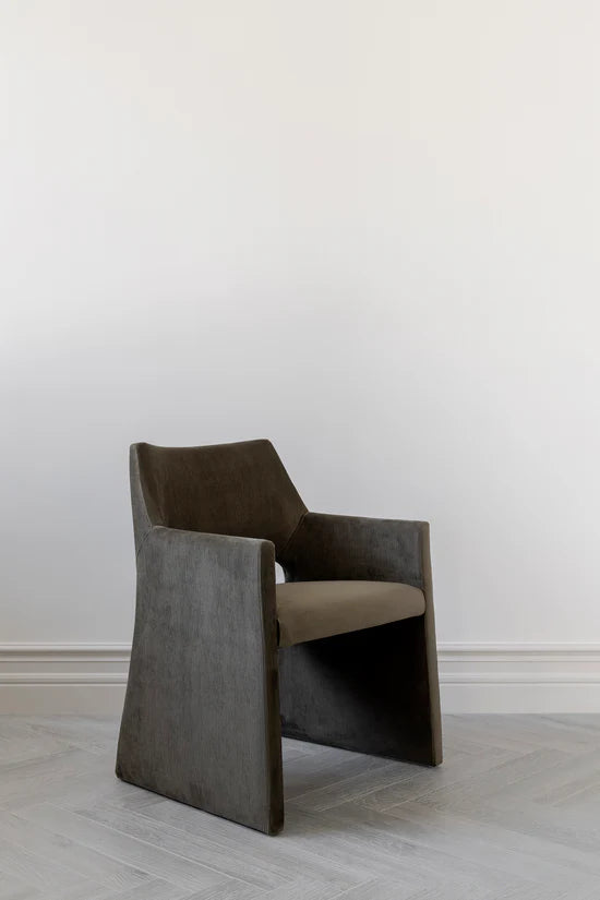 Lina Modern Velvet Armchair in Sandstone – rear view
