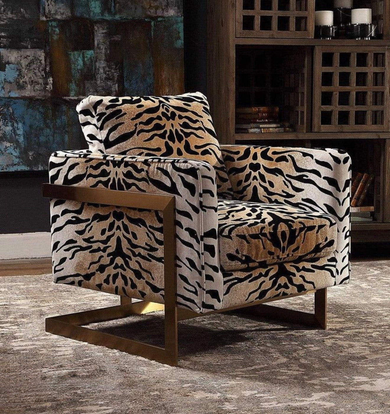 Tiger Velvet Luxury Lounge Chair