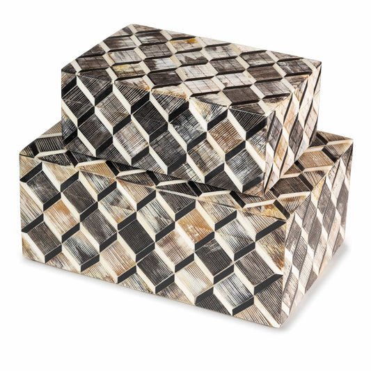 Leela Bone Inlay Decorative Boxes Set of 2