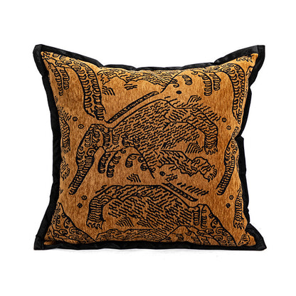 Luxury Dutch Velvet 45x45cm Stripe Jacquard Pillow Cover Mocha Brown Ultra Soft Sofa Cushion Case for Elegant Living Room
