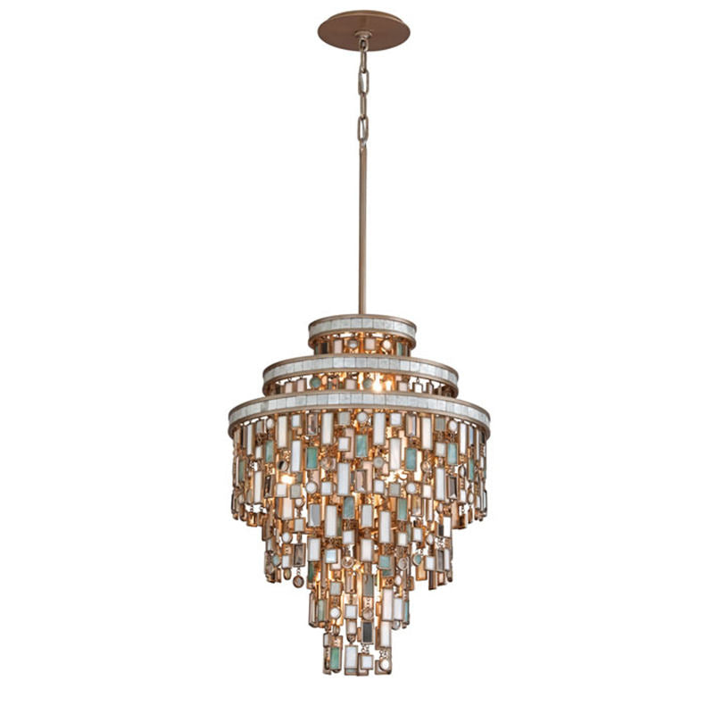 Marina Tiered Shell & Brass Chandelier – side view