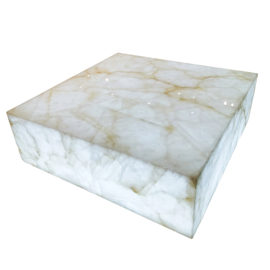 Radiant White Onyx Marble Coffee Table – Ambient Luxury Centerpiece - Urban Ashram