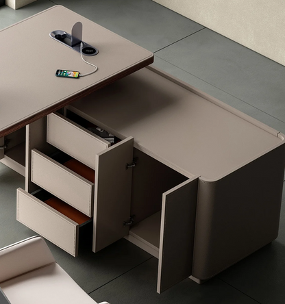 Arden Saddle Leather Executive Desk – styled environment