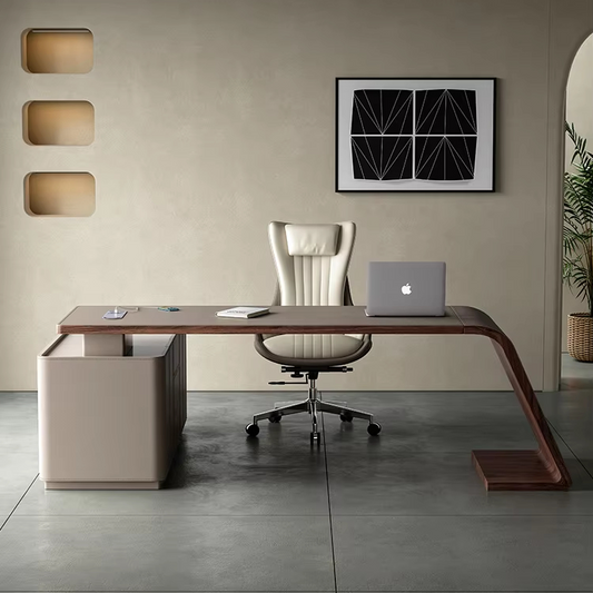 Arden Saddle Leather Executive Desk – front view