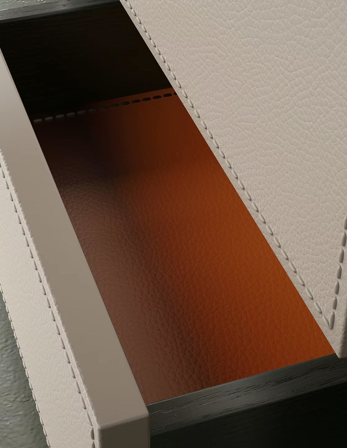 Arden Saddle Leather Executive Desk – rear view