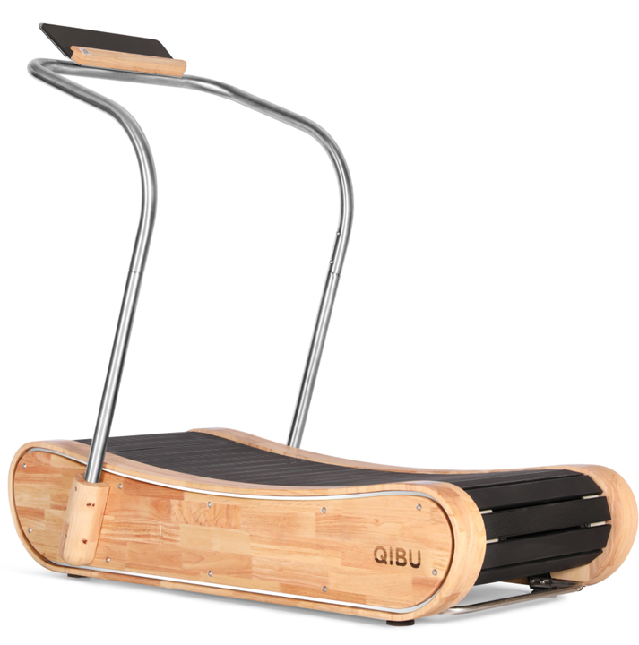 Luxury and Power in Perfection High-End Treadmill Combine with Stainless Steel and Nature Wood Curved Treadmill by Manual