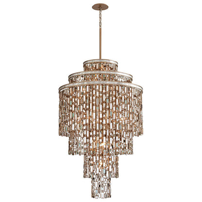 Marina Tiered Shell & Brass Chandelier – lifestyle setting
