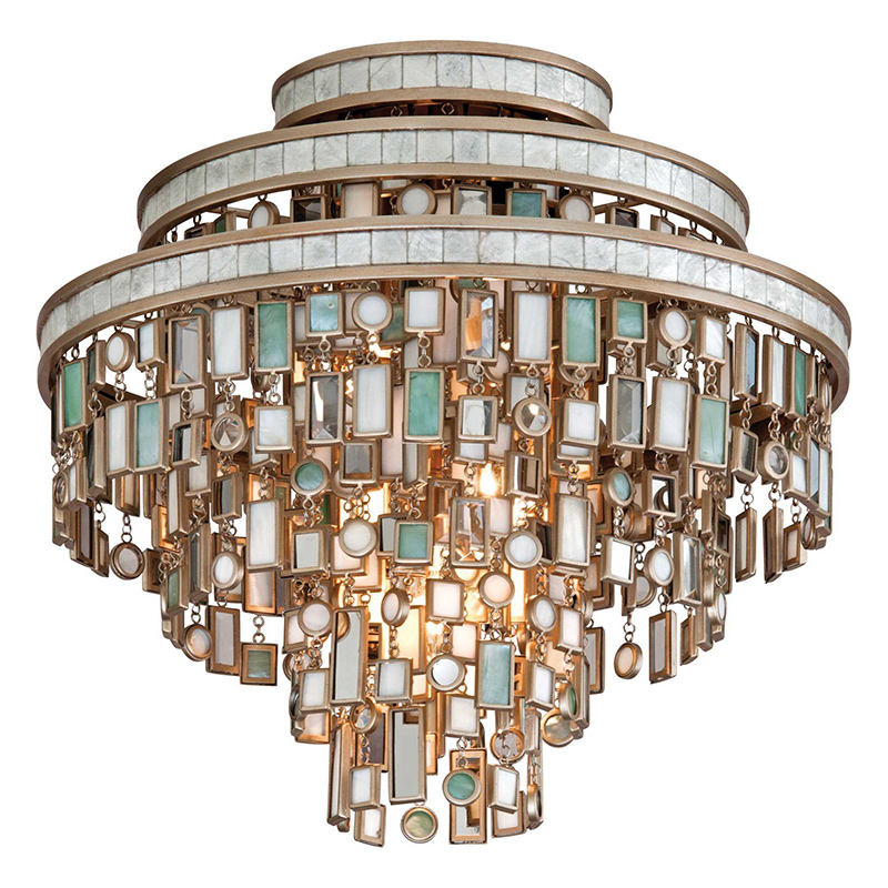 Marina Tiered Shell & Brass Chandelier – top-down view