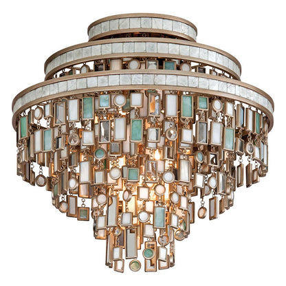 Marina Tiered Shell & Brass Chandelier – top-down view
