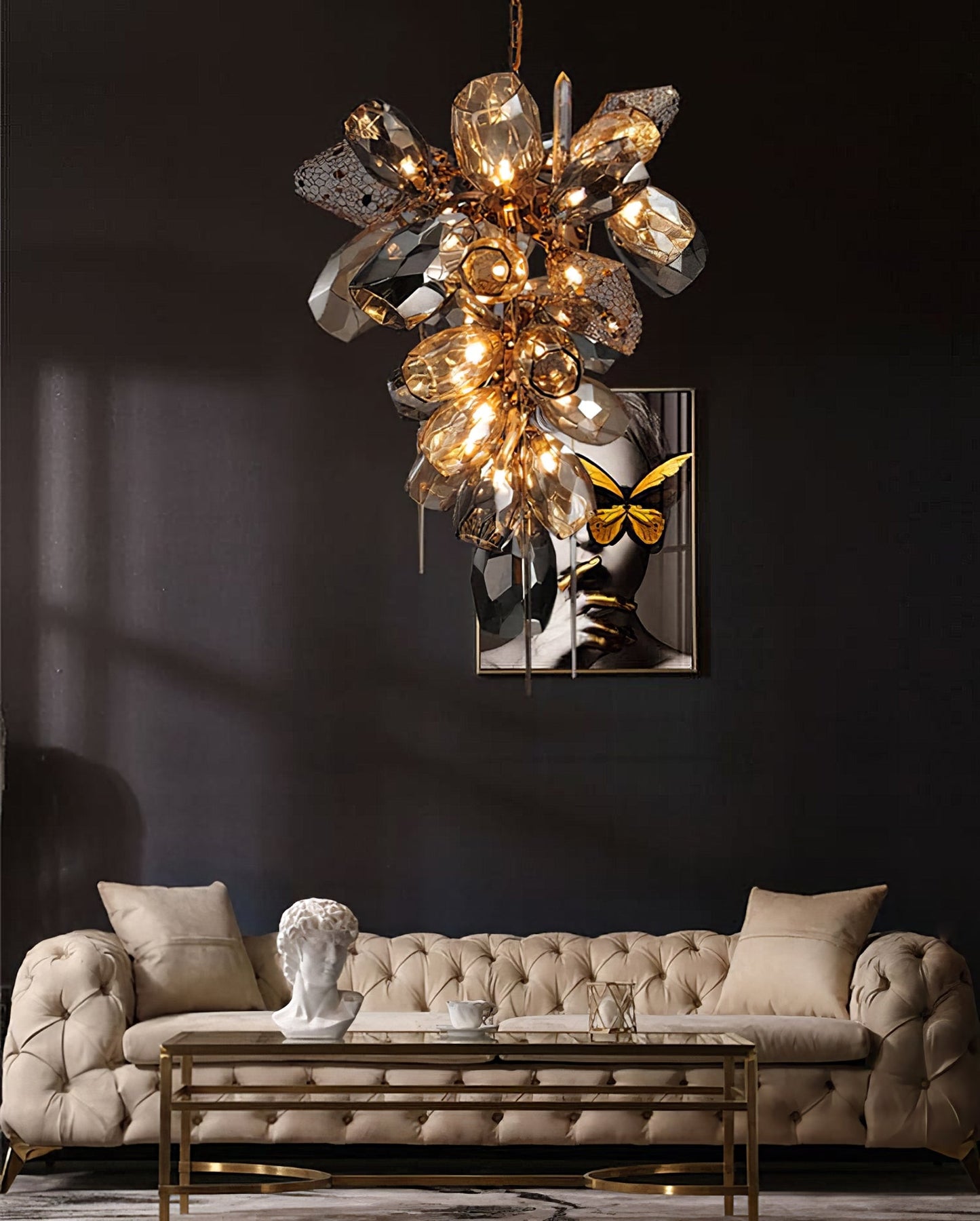 Modern K9 Vertical Crystal Glass Chandelier