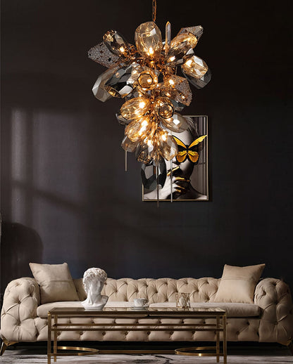 Modern K9 Vertical Crystal Glass Chandelier