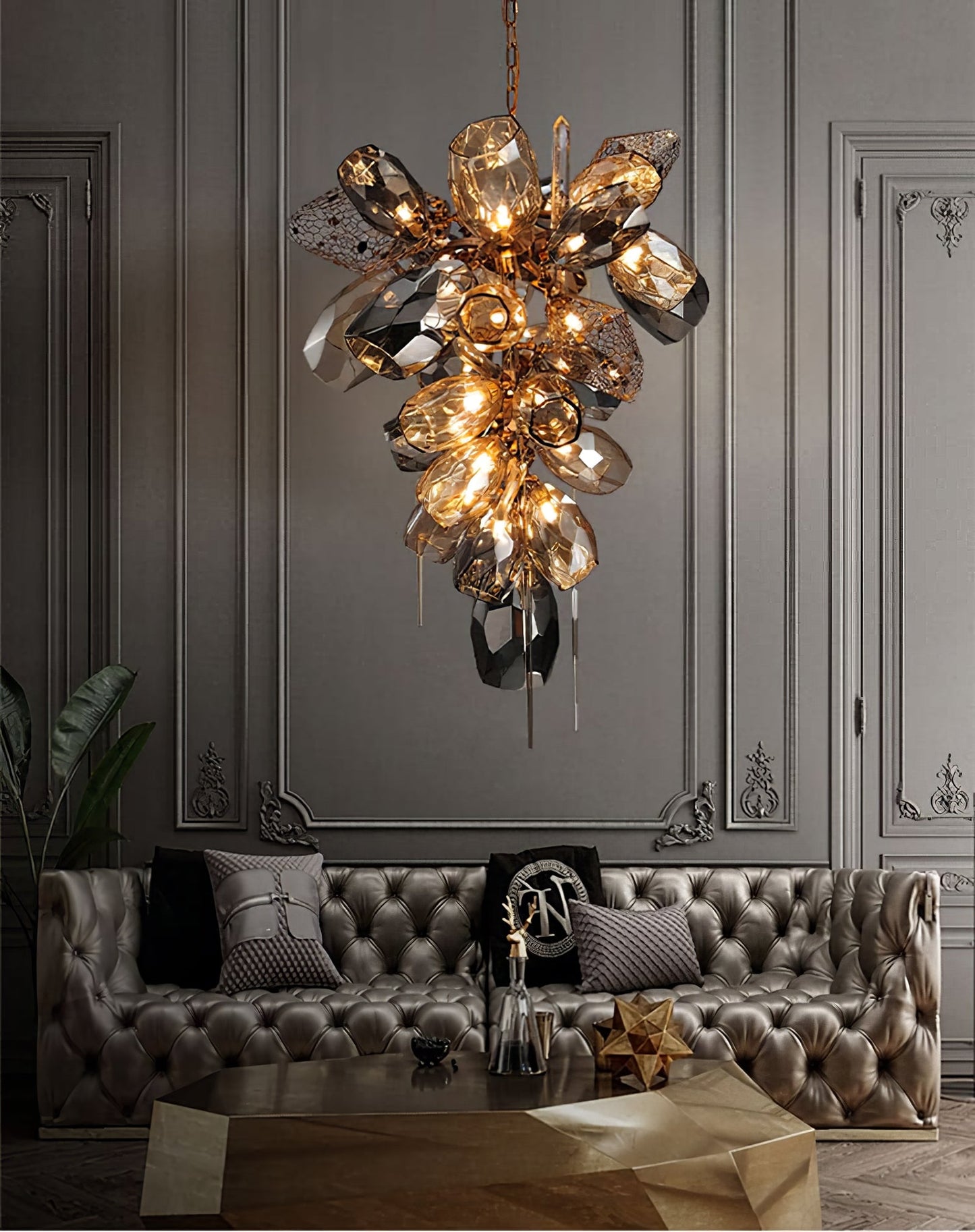 Modern K9 Vertical Crystal Glass Chandelier