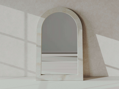 Limestone Oversize Limestone Long Floor Mirror – Modern Full-Length Rectangle Mirror with Natural Stone Frame Mirror - Urban Ashram