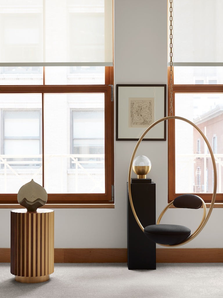 Hanging Hoop Chair in living room setting