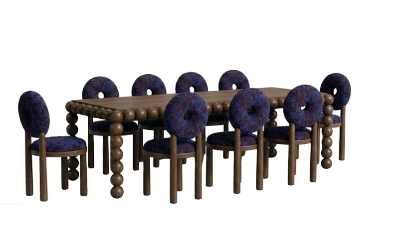 Indigo Ember Chenille Upholstered Baba Chair Urban Ashram