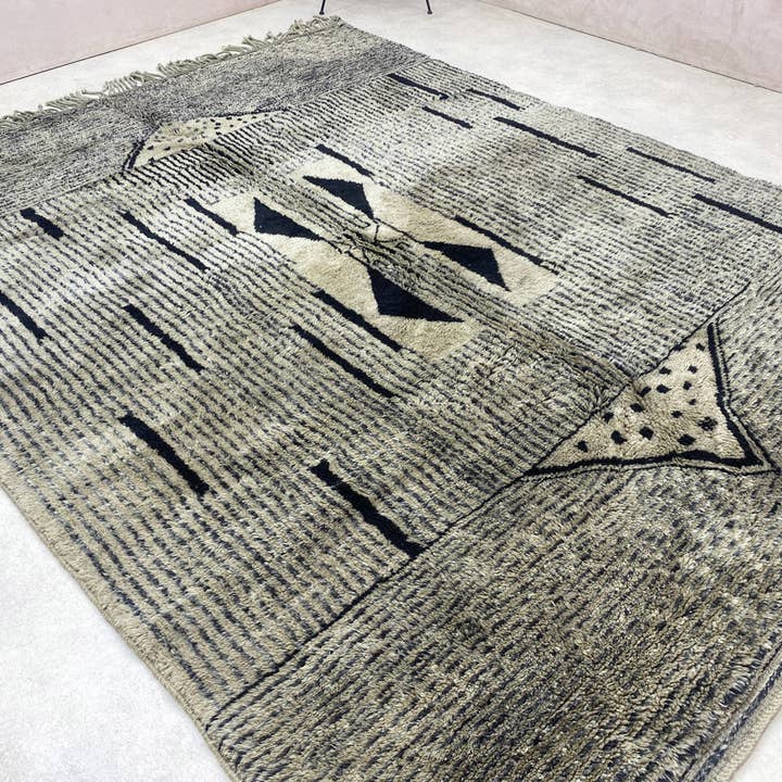 Handmade Beni Ourain Wool Rug | Authentic Moroccan Area Carpet - Urban Ashram
