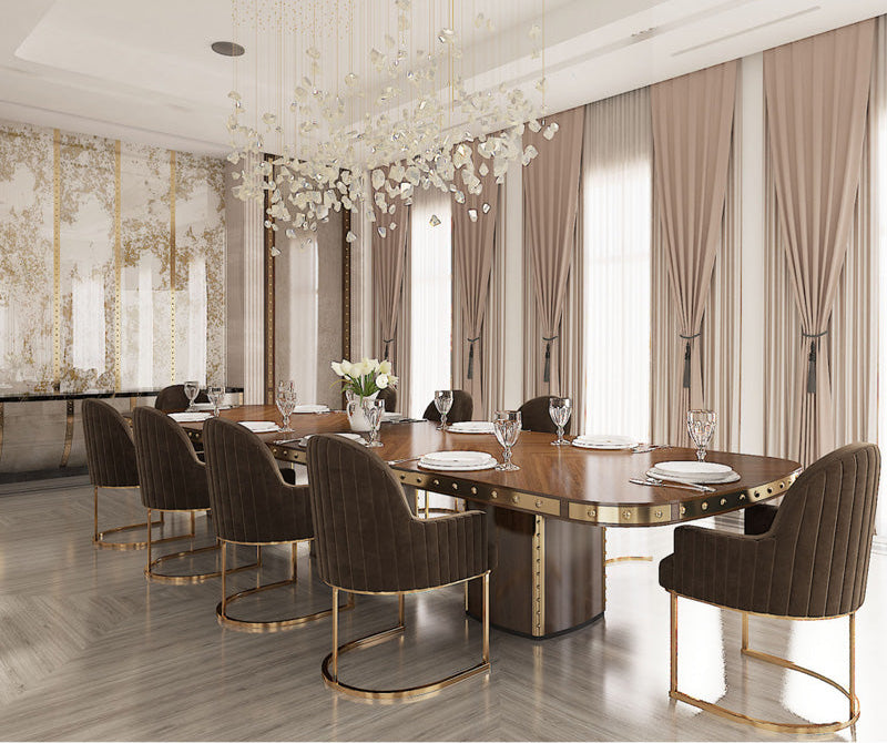 Classical dining room furniture 4m solid wood dining table – side view