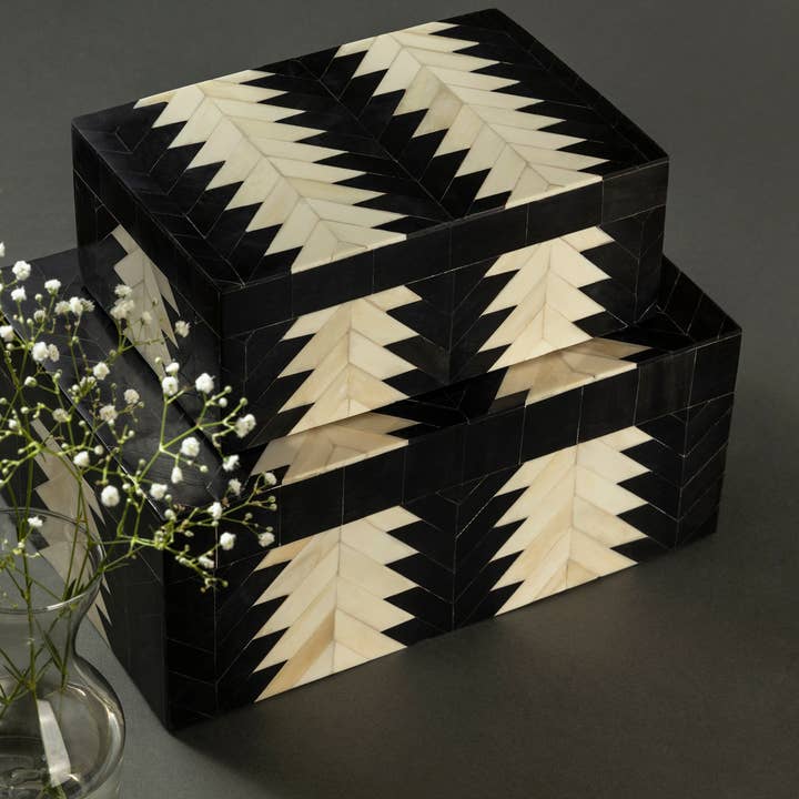 Set of 2 Wholesale Decorative Venota Boxes - Bone and Horn - Urban Ashram