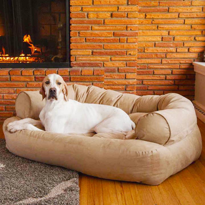 Wholesale Luxury Overstuffed Dog Sofa Bed - Premium Microsuede with Removable Bolsters