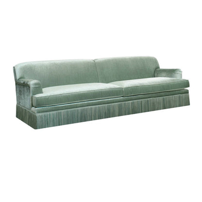 Classic Vintage Green Velvet Sofa with Tassel Fringe – lifestyle setting