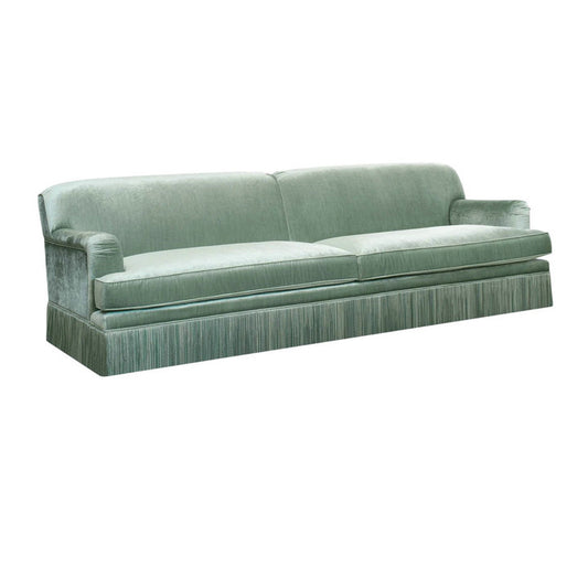 Classic Vintage Green Velvet Sofa with Tassel Fringe – lifestyle setting