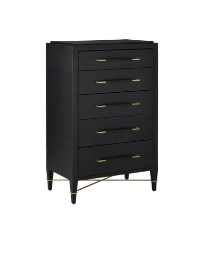 Verona Black Five-Drawer Chest - Classic Bedroom Storage - Urban Ashram