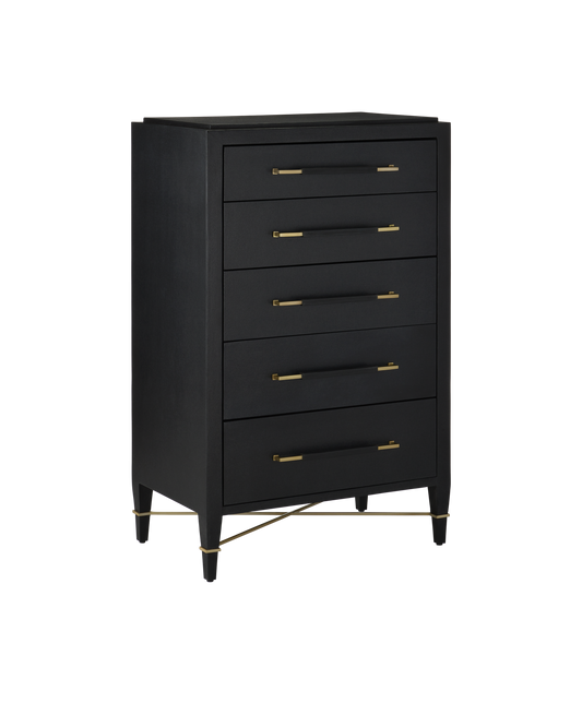 Verona Black Five-Drawer Chest - Classic Bedroom Storage - Urban Ashram
