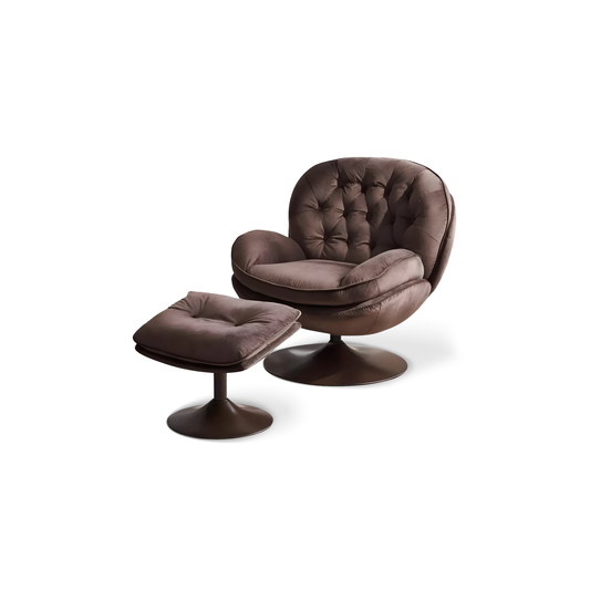 Edwin Velvet Swivel Lounge Chair and Ottoman - Urban Ashram