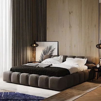 Modern Tufty Zen Bed - Upholstered Linen - Urban Ashram