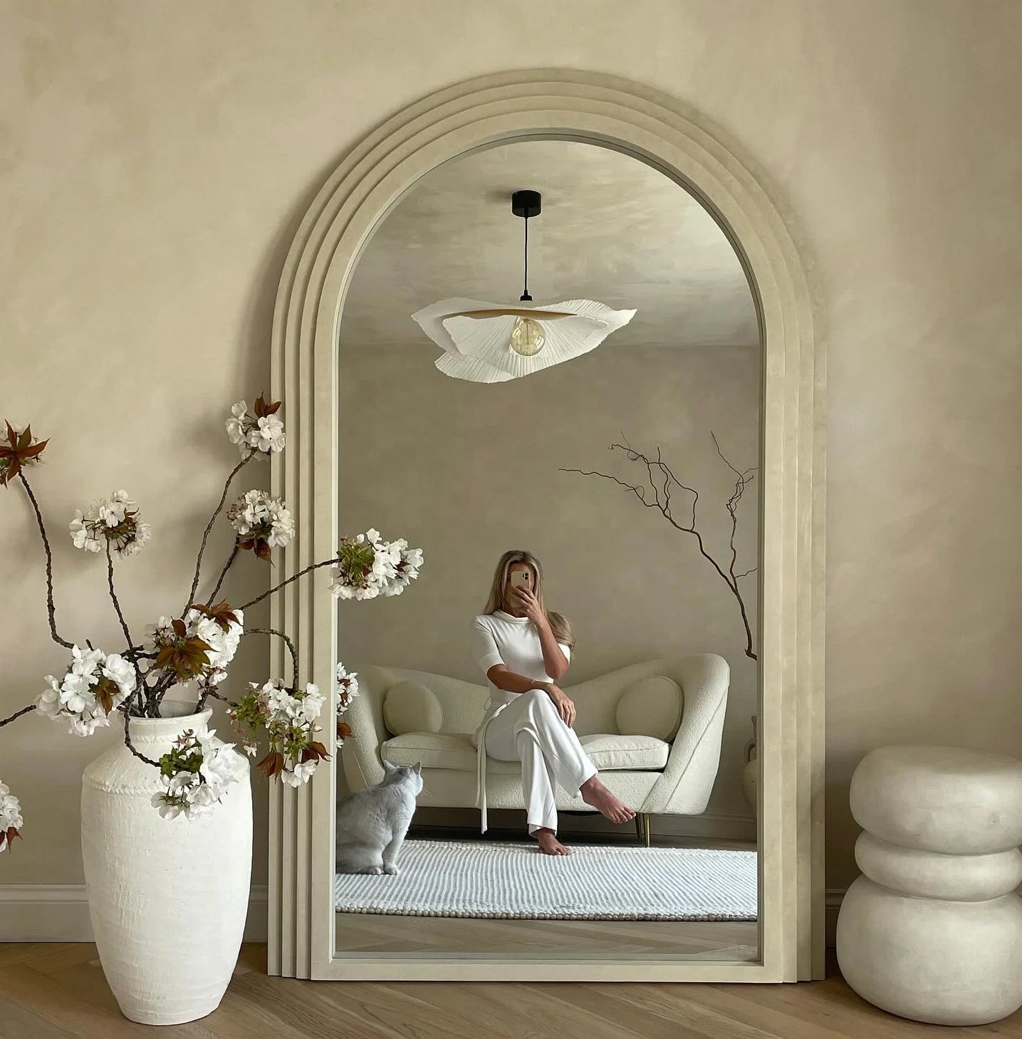 Artemis Full Length Concrete Mirror