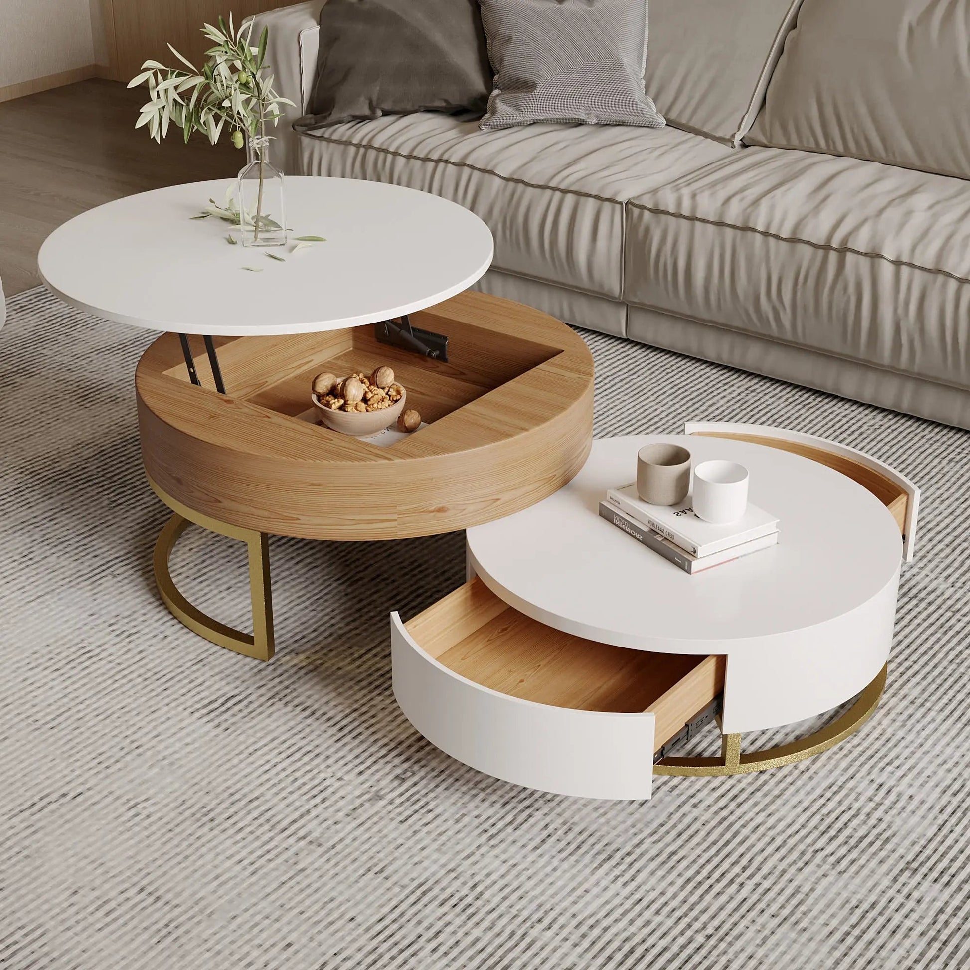 Margot Coffee Table with Rotatable Drawers - Urban Ashram
