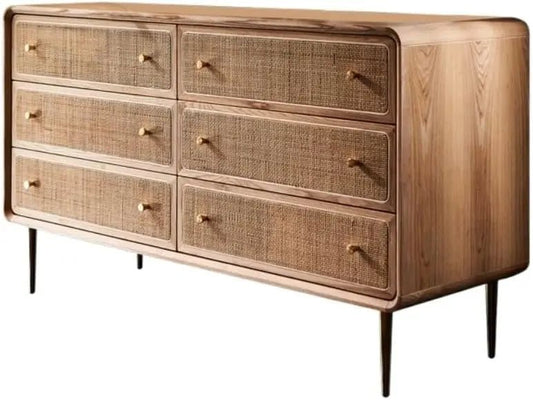 Merrilliz 6 Drawer Nordic Rattan Storage Chest - Urban Ashram