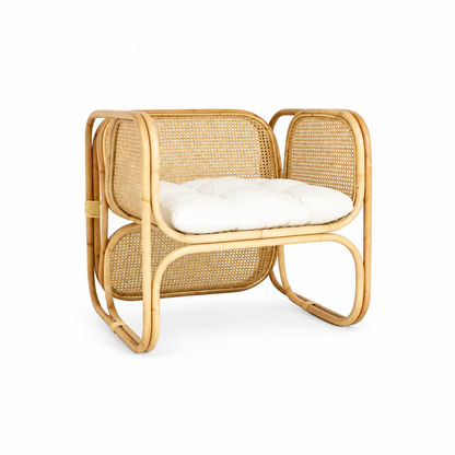 Morocco Style Rattan Armchair centered on white with balanced space