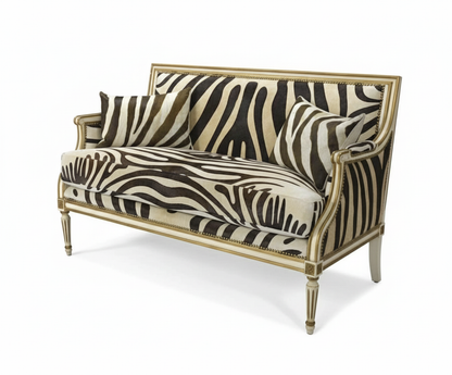 Louis XVI Giltwood Settee with Zebra Upholstery