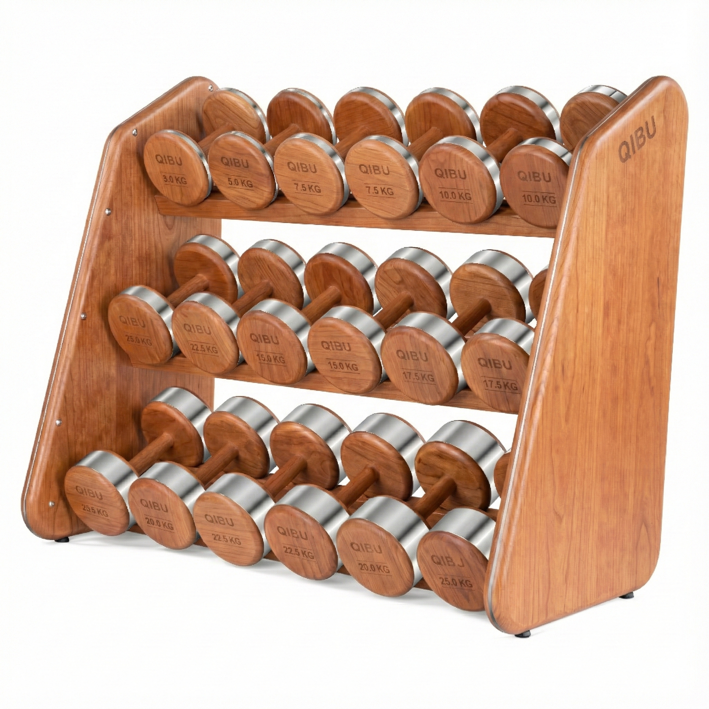 RĪTUAL Complete Wooden Dumbbell Set with Sculptural Storage Rack