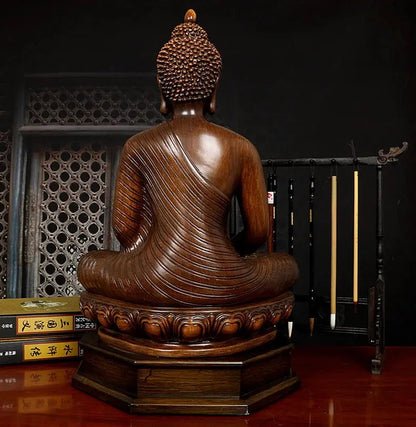 Serene Wood Resin 20 Inch Buddha Sculpure - Urban Ashram