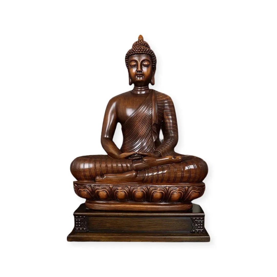 Serene Wood Resin 20 Inch Buddha Sculpure - Urban Ashram