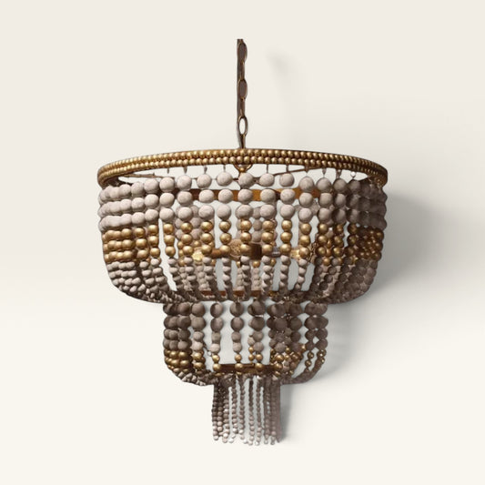 Seville Weathered Wood Beaded Chandelier