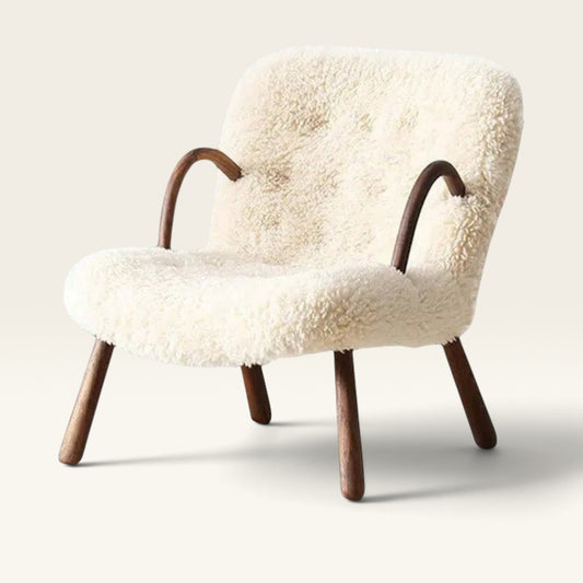 Clam Sheepskin Lounge Chair & Ottoman