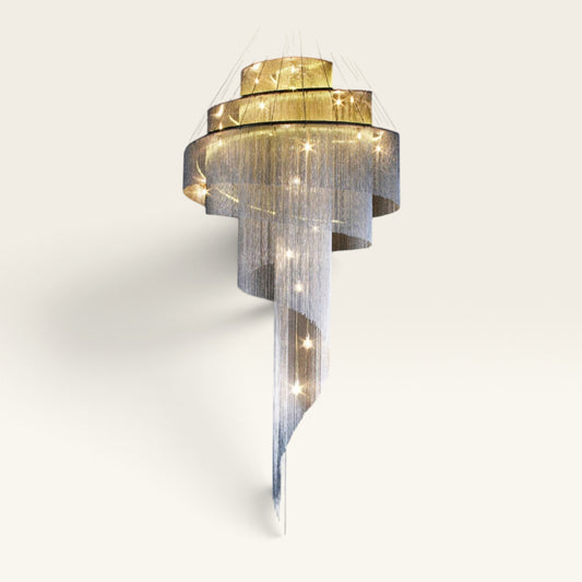 Scandinavian Postmodern Spiral Halo Chandelier