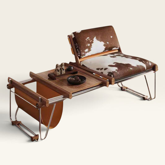 Ronan Cowhide Lounge Chair in Polished Steel