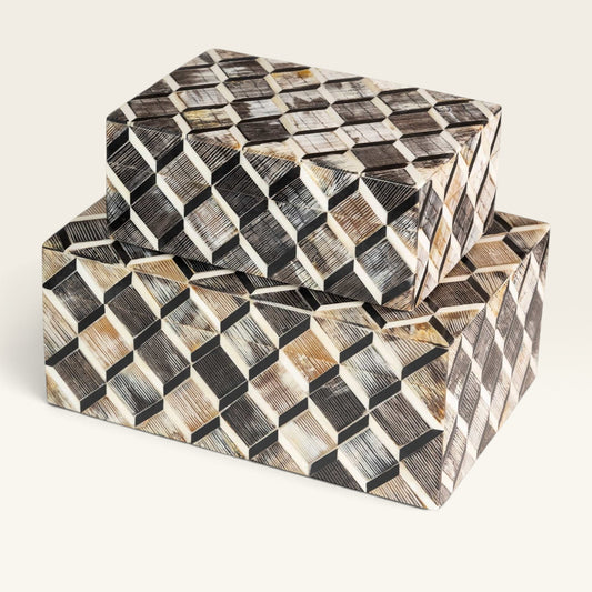 Leela Bone Inlay Decorative Boxes Set of 2