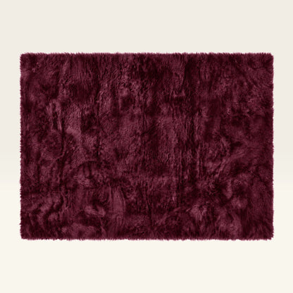Burgundy Sheepskin Rug 14 × 11 ft