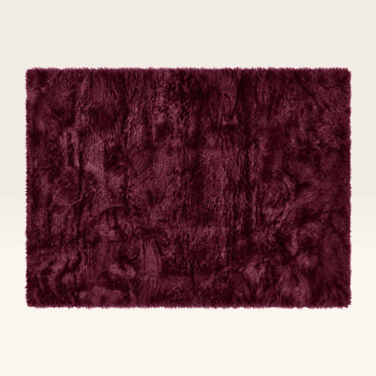 Burgundy Sheepskin Rug 14 × 11 ft