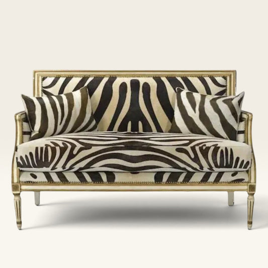 Louis XVI Zebra Giltwood Settee